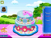 Pony Cake Decoration free online game, arrange ornaments and put a rainbow on top, unicorn cake game on PlayArcadeHub