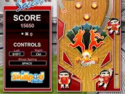 Pinball Soccer game screen showing a soccer ball being launched by two flippers up a vertical pinball machine field with bumpers and scoring targets