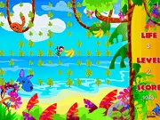 Monkey Collect game screenshot showing a cartoon monkey standing at the entrance of a complex green jungle maze with bananas scattered across the paths