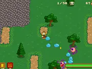 Screenshot of Rokilot: The New World action game featuring a heavily-armed warrior character fighting large alien creatures in a desolate landscape, play free online.