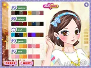 A stylish female character wearing a flowing maxi dress and layered clothing, surrounded by autumn leaves in the Sweet Pie 5 free online dress-up game