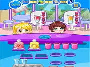 Free online game screenshot of My Cold Drinks Shop showing a busy counter with a player preparing drinks and serving customers