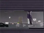 Gameplay image of Redo The End online platformer showing the character on a platform with a visual split representing two different realities.