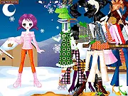 Winter Doll Dressup free online fashion game, showing a character ready to be dressed in lovely winter clothes on PlayArcadeHub
