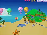 Happy Seal free online game, seal character shooting a ball to collect fish from balloons, arcade aiming game on PlayArcadeHub