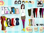 Fashion Lab Dressup free online game showing a model being styled with different sets of clothes for various occasions like parties and casual events