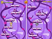 Two funny cartoon cats jumping over obstacles in the free 2-player online game, Jumping Cats Challenge.