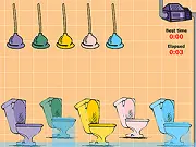 Toilet Action! free online plumber game, time-management arcade game, unclog toilets on PlayArcadeHub
