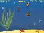 Gameplay screenshot of the free online game Bubbles: The Adventures of Bob, showing a cute sea creature named Bob swimming underwater and popping bubbles.