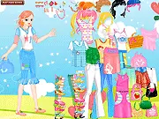 Summer Colorful Fashion free game screenshot showing a model wearing a bright yellow and pink summer dress
