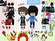 A cartoon couple in the free online game Dork Dressup wearing funny, nerdy, and eccentric outfits and costumes.