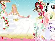 Fashionable Bridal Dress Up game screenshot showing a bride-to-be trying on a beautiful white wedding gown
