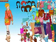 Happy Girl Dress Up online game screenshot showing a smiling girl wearing a colorful, fashionable dress