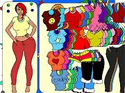 Lady Candy Dress Up free online game, curvy girl being styled in cute fashionable outfits, body-positive fashion game on PlayArcadeHub