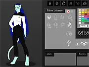 Gameplay screenshot of the Star Trek Dressup game, showing a female character in a classic Starfleet uniform from the Starship Enterprise.