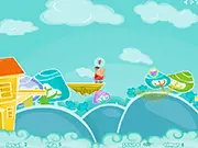 Screenshot of Tricky Thief platformer game, thief character jumping across a disappearing timed platform to collect a jewel, play free online game on PlayArcadeHub
