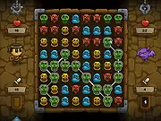 Free online Heroic Dungeon RPG game, featuring a character fighting monsters by completing a match-3 puzzle board to increase attack damage.