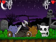 NoLegs vs FarmCat free online fighting game screenshot featuring the legless cat fighting a large farm cat