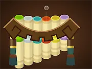 Screenshot of the Spirit Flute game showing a virtual flute with notes and a microphone input meter