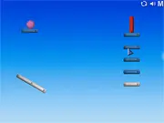 Pointless Dropping free online game screenshot, showing a stack of red, blue, and green shapes in a physics puzzle level.