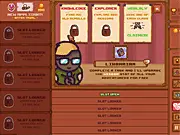 Screenshot of Hero Agency strategy game interface, management screen showing heroes, quests, and agency finances, play free online strategy game on PlayArcadeHub