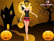 Screenshot of Halloween Costume Ideas dress up game, girl wearing stylish spooky costume with magical accessories, play free online dress up game on PlayArcadeHub