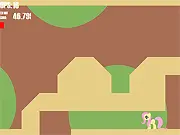 Fluttershy Navigate free online game screenshot - the pony character hopping over an obstacle in a colorful house