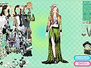 Gameplay screenshot of Jungle Mood Dress Up, a free online fashion game featuring clothing with animal and plant patterns
