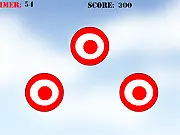 Blitzle's Target Blast gameplay screenshot showing Blitzle using Thunderbolt to hit and smash a wooden target, play free arcade game online.