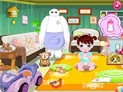 Baymax Care Baby free online babysitting game helping the Baymax robot take care of the baby