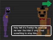 Screenshot of Purple Guy the Night Guard game showing a dark, surveillance-style screen with shadowy figures, indicating the intense online choice-based horror game