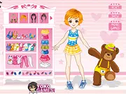 Flowers Bears Style free online dress up game screenshot with girl and teddy bear