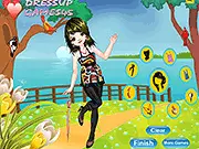 Fashion Girl Lolita Dress Up game showing a model styled in an elaborate Lolita fashion outfit with lace and bows