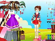 A fashionable Lady Ines model showcasing a beautiful, traditional Asian-inspired outfit in the dress-up game Ines Girl Dressup.
