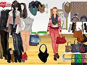 Leona Girl Dressup game screenshot, girl model wearing a beautiful scarf, playing Leona Girl scarf fashion game free online