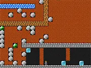 Rock Rush Classic Levelset 2 free online game, dig and grab gems, retro puzzle game, avoid squishing boulders on PlayArcadeHub
