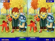 Gameplay image of Wallykazam Differences game showing two side-by-side scenes featuring Wally and Norville, used for the spot the difference puzzle. Play free online on PlayArcadeHub.