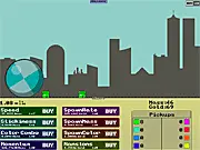 Idle Roller game screenshot, giant ball destroying buildings, playing Idle Roller clicker game free online