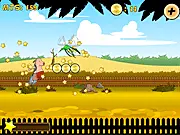 When Pigs Flee game screenshot, Charly the pig running away from the barn, playing When Pigs Flee online free