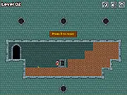 Screenshot of The Cursed Knight platformer game showing the knight on a block with a generated box obstacle nearby, trying to reach a key. Play free online platformer game.