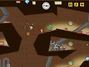 Pirathiny Adventure free online platformer game screenshot showing the pirate character jumping over enemies to collect a diamond.