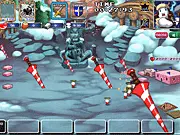 Nano Kingdoms 2: Joker's Revenge free online strategy game screenshot showing tiny armies battling over towers on a map.