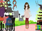 Carla Girl Dressup game screenshot, girl model in stylish outfit and accessories, playing Carla Girl dress up game free online