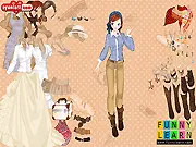 Megie Girl Dressup free online fashion game screenshot showing a girl character and various clothes and accessories like a dress, hat, and boots