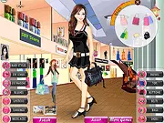The girl posing with shopping bags in her trendy outfit in the Fashion Mall Dress Up online game