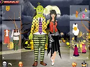 Halloween Couple Dress Up free online game, two characters trying on scary and cool Halloween costumes and masks