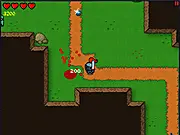 Screenshot of Knightality game showing the brave knight character fighting a monster with his sword in a dungeon level while collecting diamonds. Play free online adventure game.