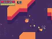 PUMPK!N endless runner game screenshot, a flaming pumpkin character shooting fire at spooky creatures while collecting candy, play free online