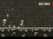 Coward Knight free online run and jump platformer game screenshot showing knight escaping monsters in a dungeon