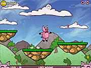 Mr. Pig's Platforming Diet game screenshot, pig character jumping on platforms, high-score free platformer game